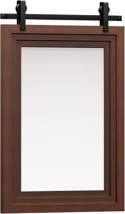 ALBAD Farmhouse Wood Framed Wall Mirror, Natural Wood and Framed Wall Mounted Bathroom Vanity Mirror for Farmhouse Decor, Vertical or Horizontal Hanging-Ruum Studio Home