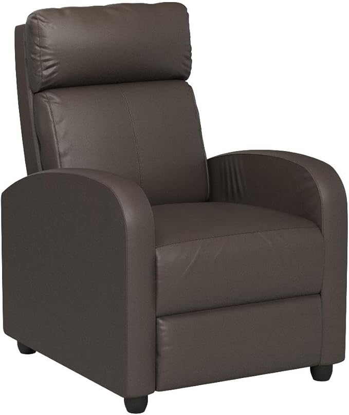 BestMassage | Recliner Chair | with 2 Point Massage Function | Pu Brown | with Lumbar Support, Adjustable Push Back, Footrest & Padded Seat | Easy Assembly | for Living Room, Home Theatre-Ruum Studio Home