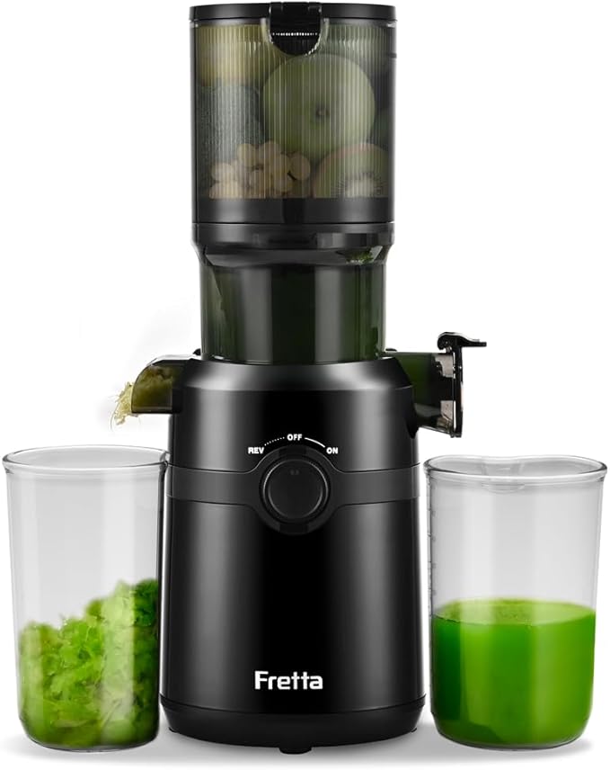 Cold Press Juicer Machines Slow Masticating Juicer Machines with 1.1 L Large Feed Chute Fit Whole Fruits and Vegetables Easy Clean Self Feeding,High Juice Yield,BPA Free (Ink-black)-Ruum Studio Home