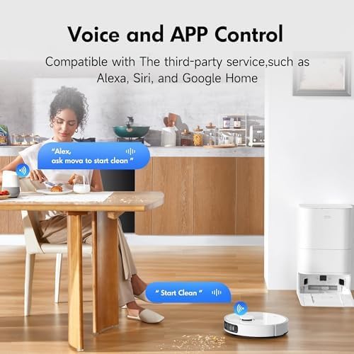 Mova S20 Ultra Robot Vacuum and Mop Combo with Dual Roller Brush, 8300Pa Suction, 140℉ Hot Water Mop Self-Washing & Drying, Mop Auto-Lift for Carpet, Self-Empty, Self-Refilling, Voice & App Control-Ruum Studio Home