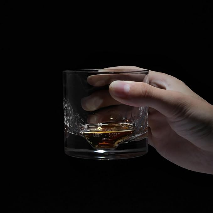 Grand Canyon Heavy Crystal Whiskey Glasses Gift Set of 2, Thick Freezable Bourbon Glass 1lb Each, Premium Whiskey Gifts for Men, Frozen Crystal Chills Cocktails, 10 oz-Ruum Studio Home