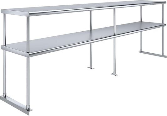 AmGood Double OverShelf Stainless Steel NSF - Many (96" Long x 18" Deep)-Ruum Studio Home