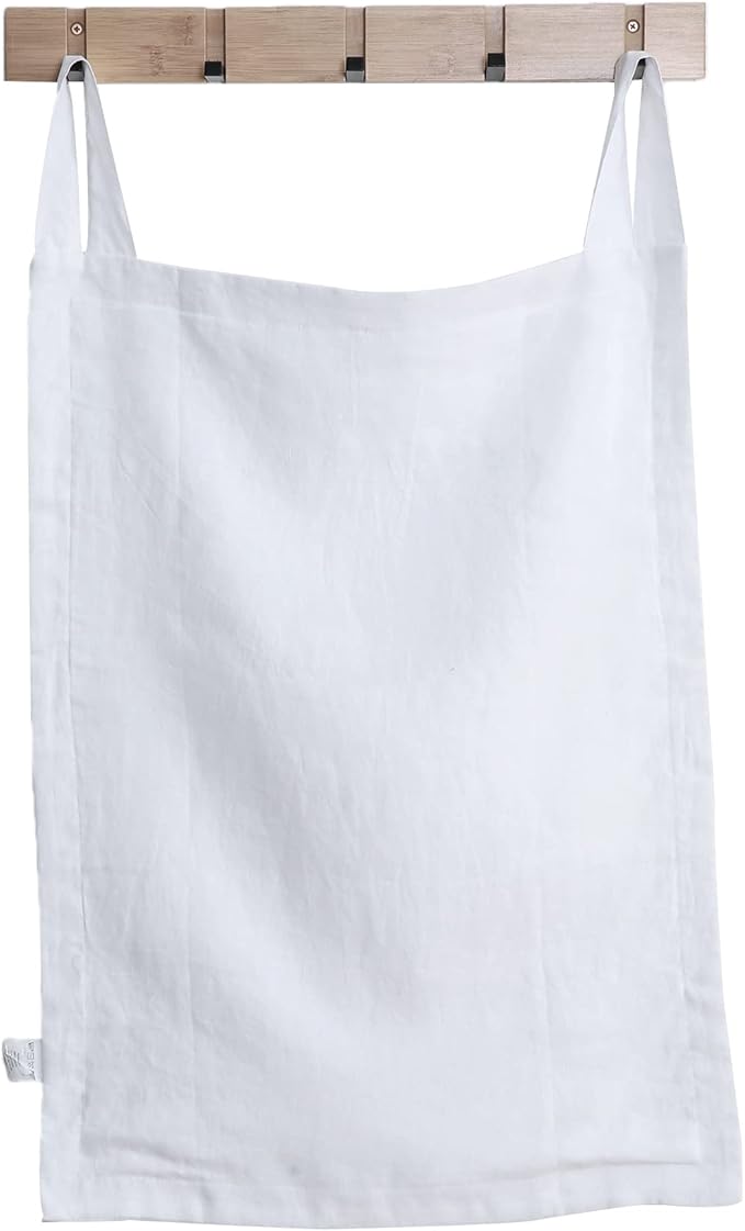 Amazhiyu 100% Linen Door Hanging Laundry Hamper Bag, 19x27 Inches (White)-Ruum Studio Home