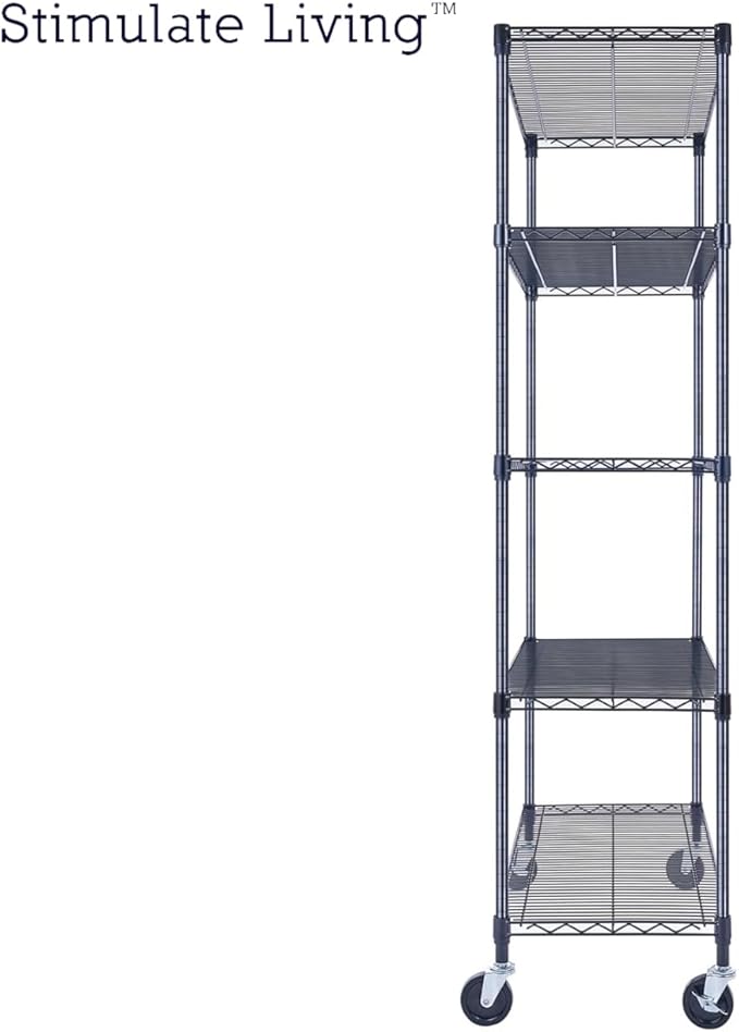 36"x18"x72" Prime Heavy Duty Black 5-Tier Wire Shelving NSF 4000 LBS MAX Capacity Storage Rack for Commercial, Hospital, School, Garage, and Kitchen Uses (with Wheels)-Ruum Studio Home