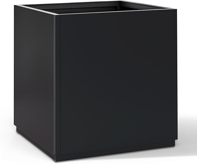 FENCY Large Square Planter 17" L x 17" W x 18" H, Planters for Outdoor Plants, Large Outdoor Planters for Porch Patio, Black Square Planter with Drainage Hole, All-Weather Use Cube Planter-Ruum Studio Home