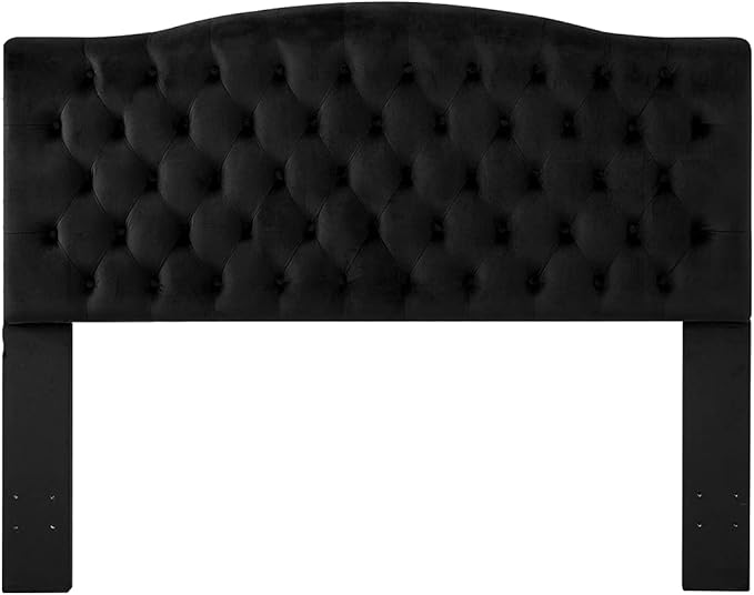 24KF Upholstered Tufted Button Velvet Headboard,Comfortable Fashional Headboard Queen/Full Size,Black-Ruum Studio Home