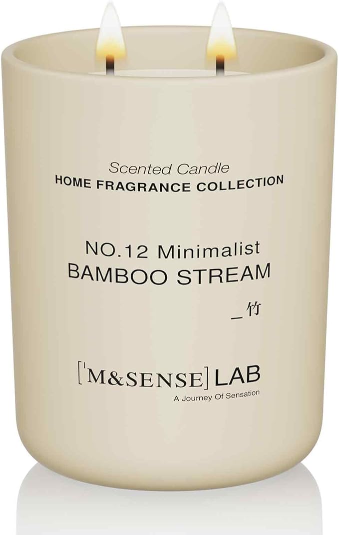M&SENSE Natural Soy Candle| Bamboo Stream | 16.6 oz, 95H Burn | Minimalist Scented Candle for Relaxation, Gifting, Home Décor | for Bedroom, Office, Party Large-Ruum Studio Home