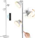 LED Tree Floor Lamp Silver, 36W Super Bright Standing Lamp with Remote Control, 4 Color Temperatures, 3 Rotatable LED Lights, Dimmable Floor Lamps for Living Room, Bedroom, Office-Ruum Studio Home