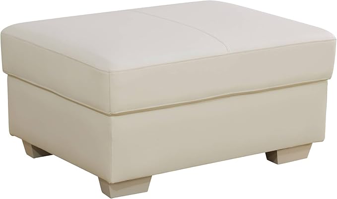 Ottoman Rectangular Storage Ottoman Bench, Genuine Cow Leather Footrest, Coffee Table, Stool Footstool with Hinged Lid for Living Room, Bedroom, Entryway, White, 36.5"x28"x18.5"-Ruum Studio Home