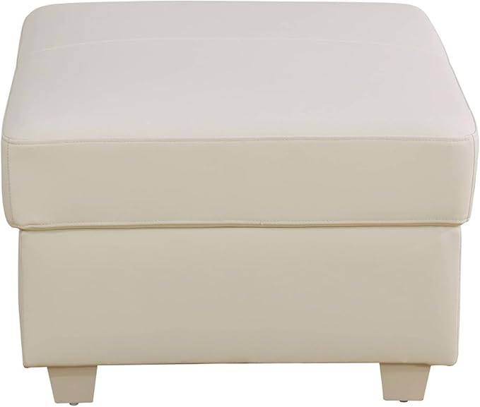 Ottoman Rectangular Storage Ottoman Bench, Genuine Cow Leather Footrest, Coffee Table, Stool Footstool with Hinged Lid for Living Room, Bedroom, Entryway, White, 36.5"x28"x18.5"-Ruum Studio Home