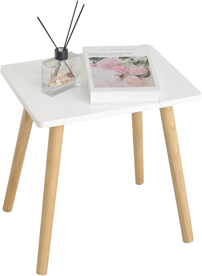 AWASEN Side Table, Small End Accent Table for Living Room Bedroom Office Small Spaces, Modern White Side Table Nightstand with Solid Wood, Easy Assembly, (White)-Ruum Studio Home