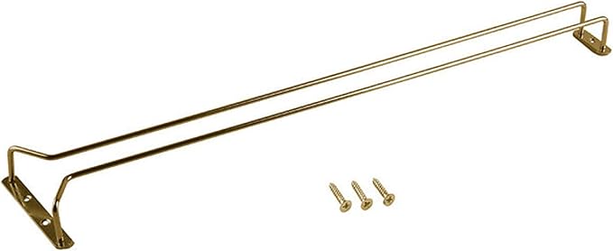 TrueCraftware- 24-Inch Wine Glass Rack Brass Finish Set of 2- Stemware Rack Wire Hanging Rack Under Cabinet Wine Glass Stemware Holder Glass Storage Hanger Organizer for Kitchen and Bar-Ruum Studio Home