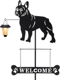 BAYN Solar French Bulldog Silhouette Dog Breed Welcome Sign with a Lantern Outdoor Decorative Garden Stakes for Yard, Lawn, Patio, Pathway-Ruum Studio Home