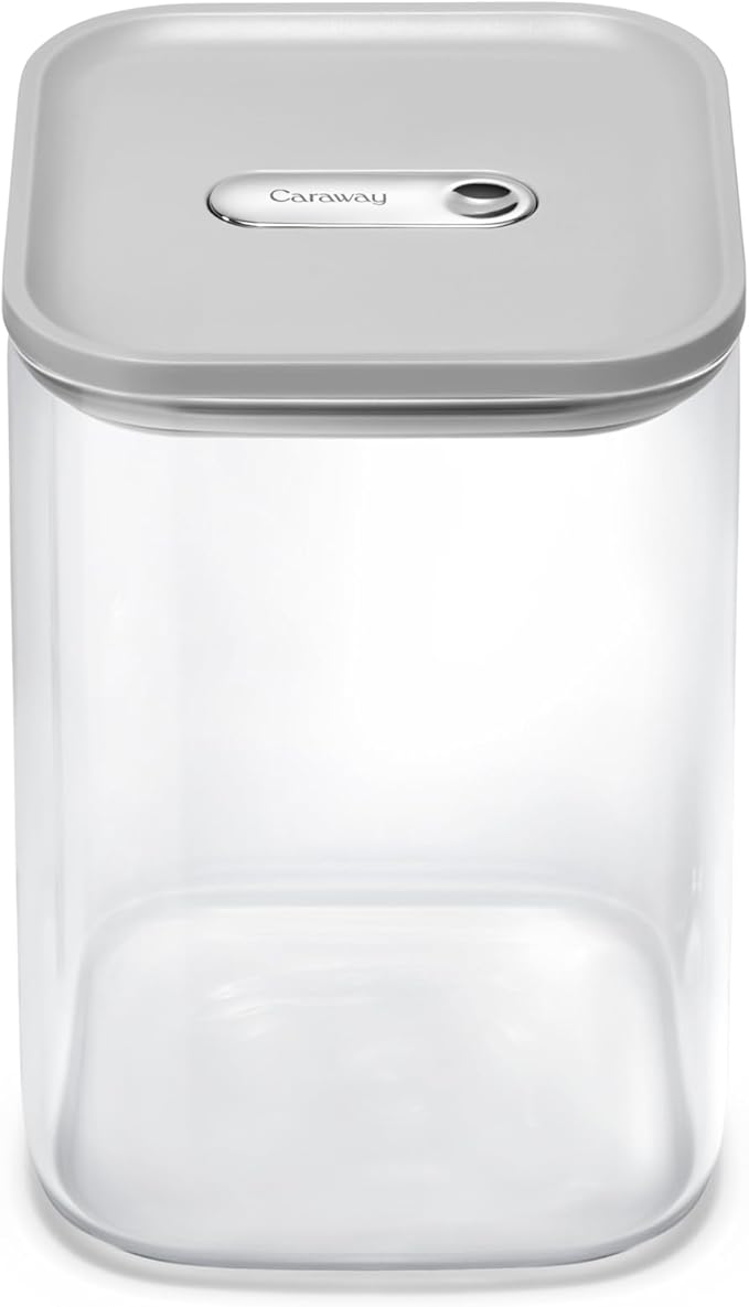 Caraway 4qt Glass Airtight Food Storage Container with Lid – Non-Toxic, BPA-Free Kitchen Storage Container – Stackable, Space-Saving Airtight Container for Dry Goods and More - Gray-Ruum Studio Home