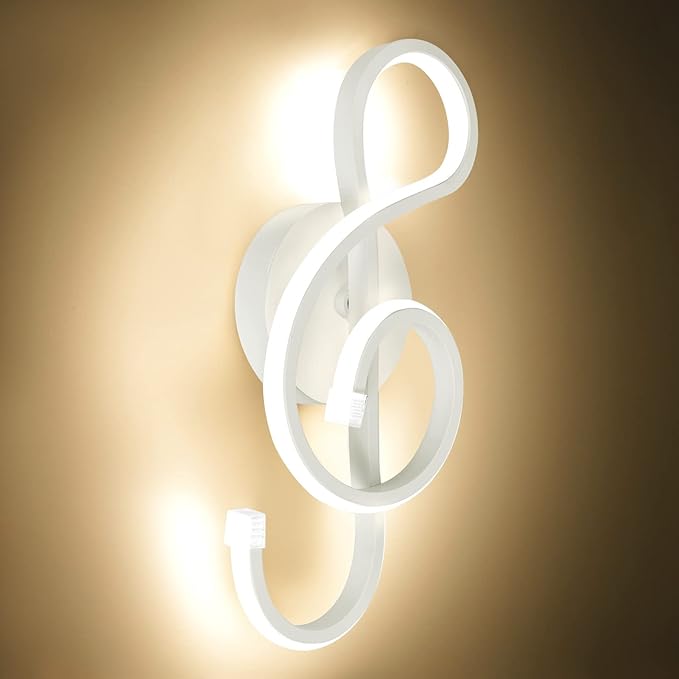 XEYOU 22W Modern Wall Sconce Lighting Indoor LED Creative Wall Light Fixture Music Symbol Art Decoration Wall Lamp for Living Room Bedroom Stair Corridor, White 3000K-Ruum Studio Home