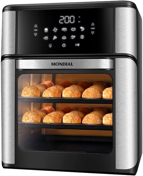 Air Fryer Oven 1800W, 12.7QT Capacity, Touchscreen Panel, Automatic Shut-Off – Black & Stainless Steel – Mondial-Ruum Studio Home