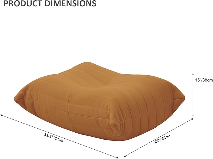 Luxury Ottomans, Modern Square Foot Rest for Sofa Couch Chair, Lazy Floor Seating, Fireside Bean Bag Chair, Tatami Sofa Lounger for Living Room, Bedroom, Office, Brown-Ruum Studio Home
