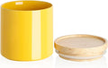 Sweejar Kitchen Canisters Ceramic Food Storage Jar, Stackable Containers with Airtight Seal Wooden Lid for Serving Coffee Bean, Flour, Tea, Spice and More - 39 Fl Oz (Yellow)-Ruum Studio Home