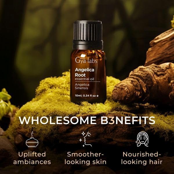 Gya Labs Angelica Root Essential Oil for Diffuser - 0.34 Fl Oz - 100% Pure Natural Angelica Oil for Skin, Hair, Massage & Candle Making Scent-Ruum Studio Home