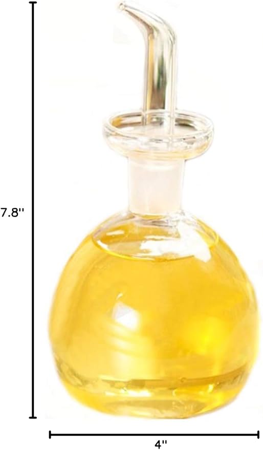 ELETON Cylindrical 8 oz Olive Oil Dispenser Bottle Glass with No Drip Spout -Olive Oil & Vinegar Dispenser Glass Cruet Decanter- Glassware Seal Handicraft Easy Clean Drip Free Bottles for Kitchen-Ruum Studio Home