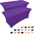 IVAPUPU 2 Pack 6FT Table Cloth for Rectangular Fitted Events Stretch Purple Table Covers Washable Spandex Tablecloth Protector for Party, Wedding, Cocktail, Banquet, Festival-Ruum Studio Home