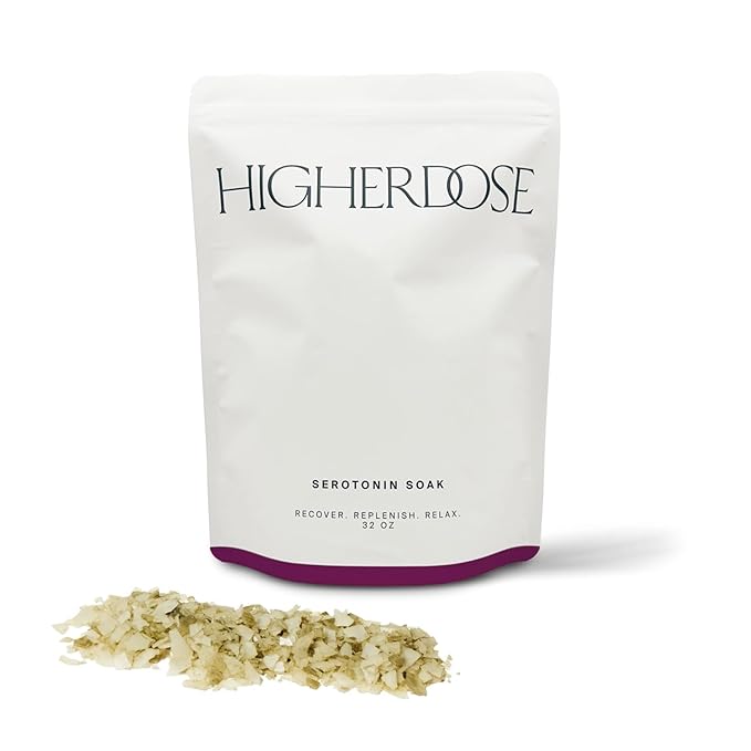 HigherDOSE Serotonin SOAK - Potent Magnesium Flakes with Stress Relief Essential Oils & Apple Cider Vinegar - Relaxing Bath Salts to Maintain Serotonin Levels and Muscle & Nerve Relief (32 Ounce)-Ruum Studio Home