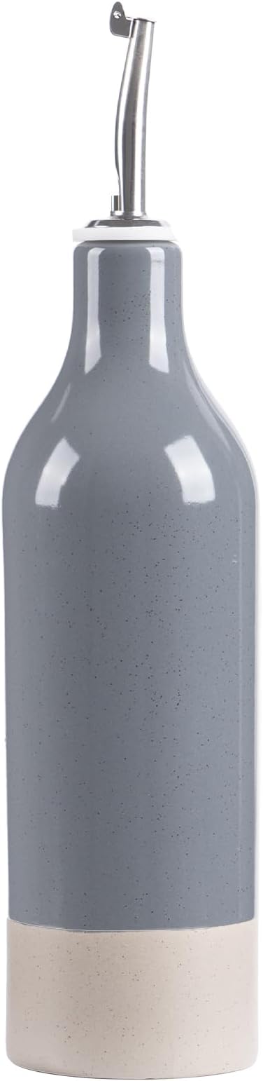famiware Milkyway 16oz Ceramic Olive Oil Dispenser Bottle, 1 Piece Oil Dispenser for Kitchen with Stainless Steel Pourers, Suitable for Storage Vinegar, Soy Sauce, Coffee Syrup, Liquids, Dark Gray-Ruum Studio Home