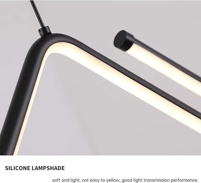 JAYMP Geometric Shaped Modern Chandelier LED Dimmable Pendant Lighting for Dining Room Kitchen Island Cafe Bar Hanging Lamp (Black, 49.2 Inch)-Ruum Studio Home