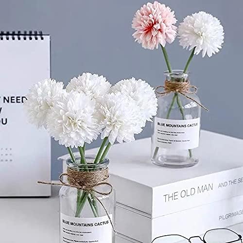 Kimura's Cabin 20Pcs Fake White Flowers Artificial Chrysanthemums Ball Flower Faux Silk Mums Flowers for Wedding Party Home Kitchen Table Core Decoration DIY Bouquets (White)-Ruum Studio Home