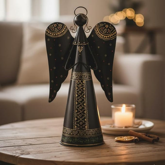 Regal Art & Gift Angel Statue - Metal Indoor/Outdoor Garden Statue Deals, Elegant Garden Decor, Beautiful Gifts for Women, Exquisite Angel Statues for Garden, 16-Inch, Black/Gold-Ruum Studio Home