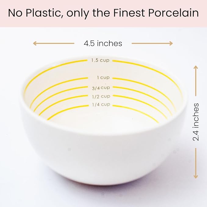 Uba Portion Control Bowl (Porcelain) for Measuring, Bariatric Diet, Diabetes (4 Pack)-Ruum Studio Home