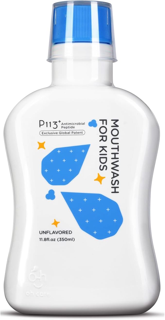 Mouthwash for Kids P113+ Peptide Anti Cavity Mouth Rinse Alcohol Free for Teeth and Gums Safe Oral Hygiene for Newborn to Toddler 11.08 fl oz (11.08 Fl oz, Original(Unflavored))-Ruum Studio Home
