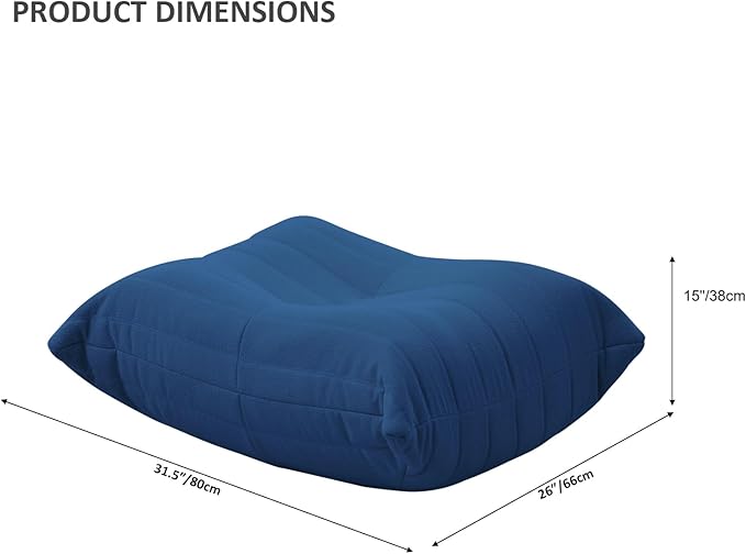 Luxury Ottomans, Modern Square Foot Rest for Sofa Couch Chair, Lazy Floor Seating, Fireside Bean Bag Chair, Tatami Sofa Lounger for Living Room, Bedroom, Office, Black-Ruum Studio Home