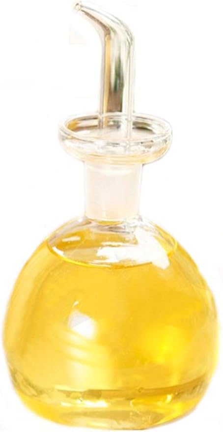 ELETON Cylindrical 8 oz Olive Oil Dispenser Bottle Glass with No Drip Spout -Olive Oil & Vinegar Dispenser Glass Cruet Decanter- Glassware Seal Handicraft Easy Clean Drip Free Bottles for Kitchen-Ruum Studio Home