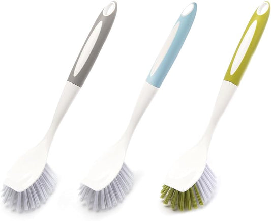 Dish Brush Scrub Brush with Handle - 3 Pack Stiff Bristles Dish Scrubber for Cleaning Pots,Pans,Dishes & Kitchen Sink - Hard Bristles,No Residue-Ruum Studio Home