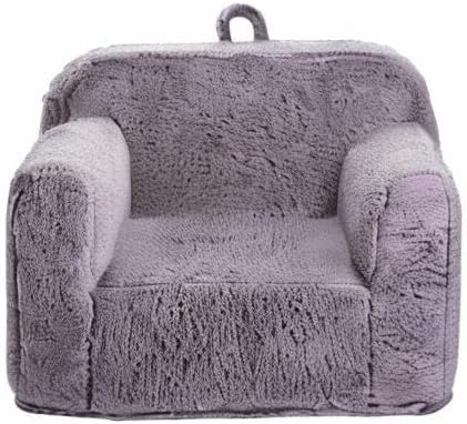 Kids Snuggly-Soft Sherpa Chair, Cuddly Toddler Foam Chair for Boys and Girls, Grey-Ruum Studio Home