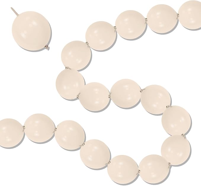 White Sand Linking Balloons, 100PCS 6 Inch Small Ivory Quick Link Balloons for Making Balloon Wall Heart Arch, Tails Balloon for Wedding Birthday Baby Shower Engagement Graduation Party Decorations-Ruum Studio Home