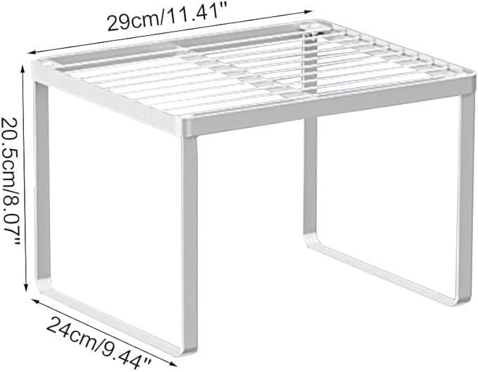 Kitchen Cabinet Storage Shelf Stackable Wire Spice Rack Organizer Heavy Duty Space Saver for Bathroom Bedroom Closet Laundry Room Office Countertop - White, Pack 1-Ruum Studio Home