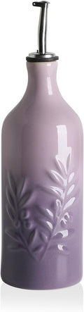 Sweejar Ceramic Olive Oil Dispenser Bottle, 20 Oz Relief Opaque Oil Cruet Protects To Reduce Oxidation, Suitable for Storage Soy Sauce, Coffee Syrup, Liquids, Set of 1 (Gradient Purple)-Ruum Studio Home