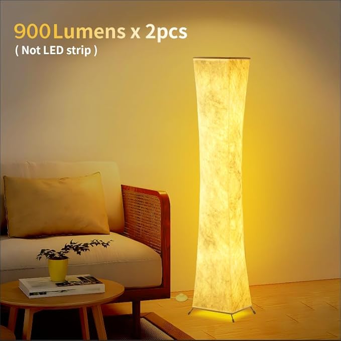 BLUEYE Floor Lamp,1800Lumens,RGBW 2700K-6500K,Remote Control,2 X 80W Equivalent,E26 Base,Color Changing Standing Lamp for Living Room Bedroom,Duppon Paper,60in-Ruum Studio Home