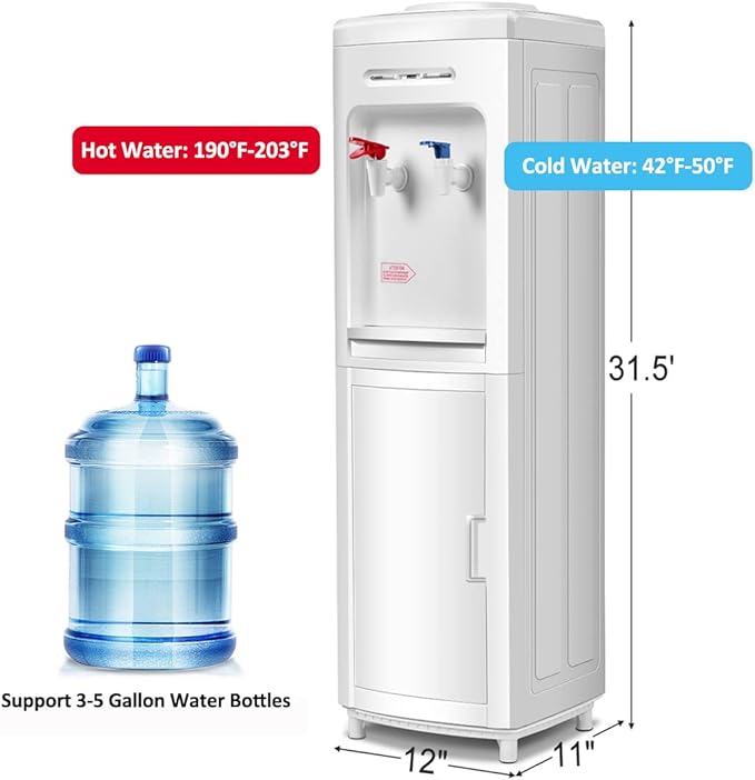SAFEPLUS Top Loading Water Cooler Dispenser, Hot & Cold Freestanding Water Cooler Holds 5 Gallon Bottles Perfect for Home Office School UL & Energy-Saving Approved-Ruum Studio Home