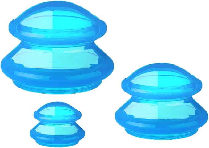 3Pcs Cupping Therapy Set-Professional Silicone Cupping, Suitable for Facial Body Massage/Deep Myofascial Release/Pain Relief/Muscle Relaxation & More (Blue,3pcs)-Ruum Studio Home
