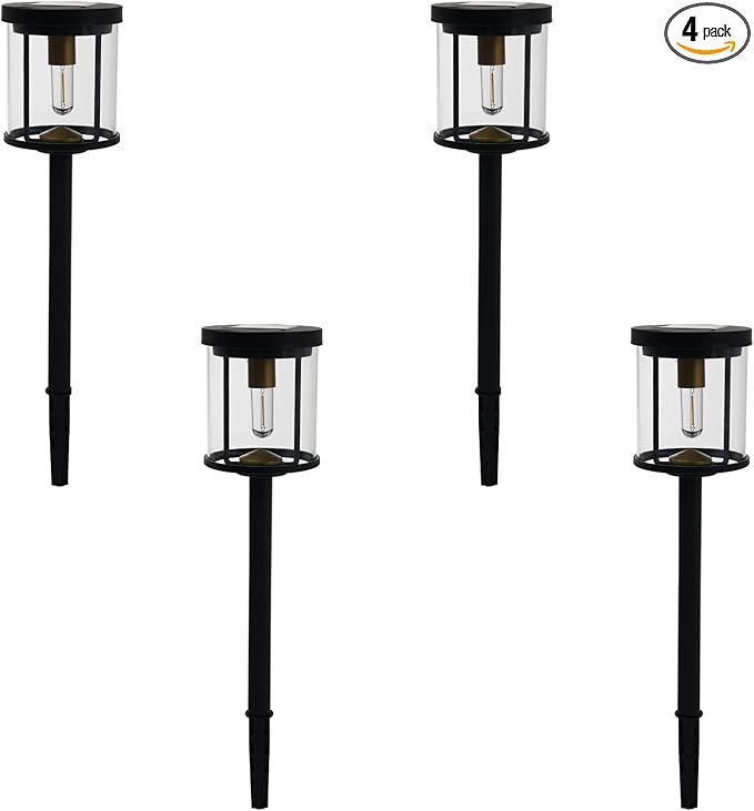 EcoGreen Outdoor Pathway Solar Light, 4pcs Pack,Garden Patio Balcony Walk Way Lights, Aluminum Leg, 5000K Daylight, Waterproof, 4.76 * 23.07in-Ruum Studio Home