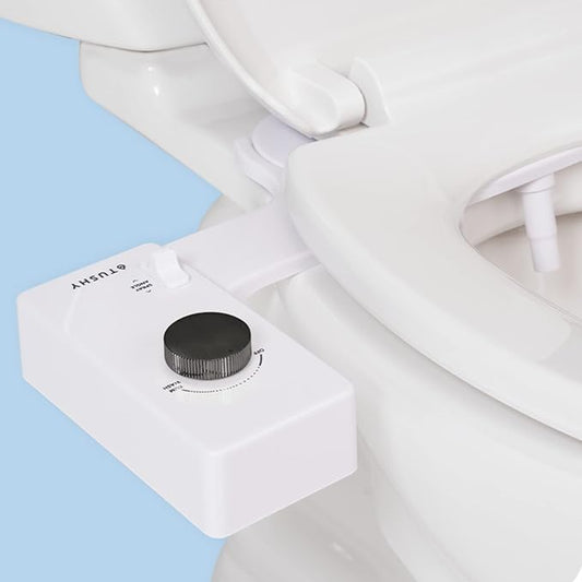TUSHY Classic 3.0 Bidet Toilet Seat Attachment - A Non-Electric Self Cleaning Water Sprayer with Adjustable Water Pressure Nozzle, Angle Control & Easy Home Installation (White/Gunmetal)-Ruum Studio Home
