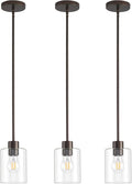 Oil Rubbed Bronze Pendant Lights Kitchen Island - Clear Glass Pendant Light Fixture Multiple Stems Rods 3 Units 12 Inch 3 Units 4 Inch (3 Pack Oil Rubbed Bronze Downrod)-Ruum Studio Home