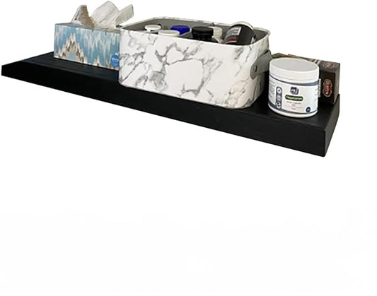Joel's Antiques 42 Inch Wooden Floating Shelves for Wall - 42x8x2 in - Made of Natural Wood - Heavy Duty Rustic Wall Shelves Made in USA - Perfect for Living Room, Kitchen - Black-Ruum Studio Home