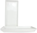 Long Melemine Serving Tray, 17.3x8x1.5 in Serving Platters and Trays for Appetizer, Charcuterie, Bread, Fruit, Dessert, Set of 2, White-Ruum Studio Home