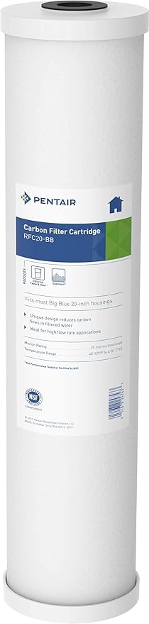 Pentair Pentek 150233 Big Blue Carbon Water Filter, 20-Inch, Whole House Heavy Duty Radial, Reduces Sediment and Chlorine Taste & Odor-Ruum Studio Home