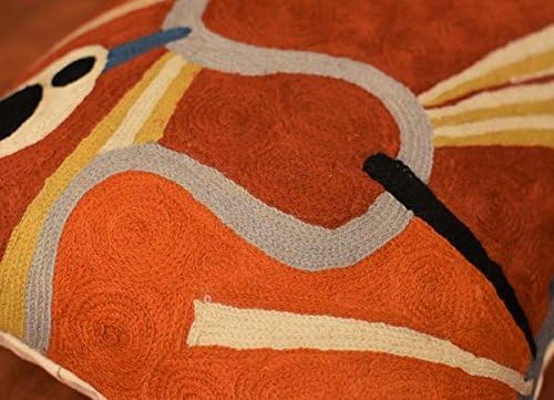 Lumbar Kandinsky Modern Pillow Cover Intuitive Mid Century Chair Cushions Rust Abstract Pillowcase Contemporary Couch Pillowsham Hand Embroidered Cushion Wool Size 14x20-Ruum Studio Home
