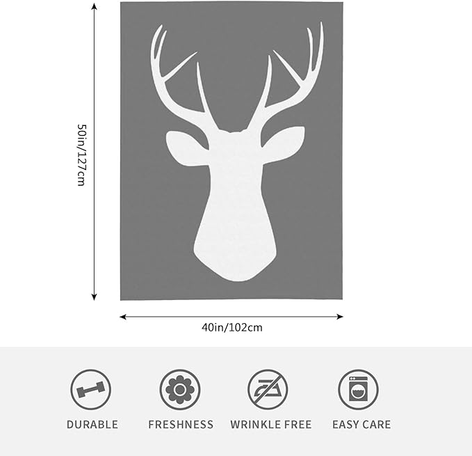 HGOD DESIGNS Deer Flannel Fleece Bed Blanket 40 x 50 inch Woodland Deer Head Throw Blanket Lightweight Cozy Plush Blanket for Bedroom Living Rooms Sofa Couch-Ruum Studio Home